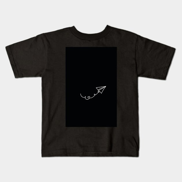 Black and White Paper Plane Kids T-Shirt by Simoss01